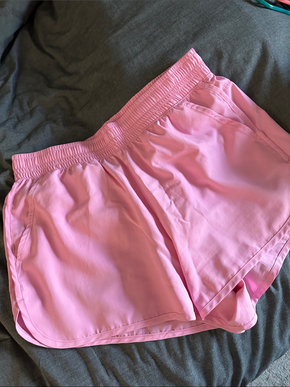 Women's Pink Elastic-Waist Athletic Shorts